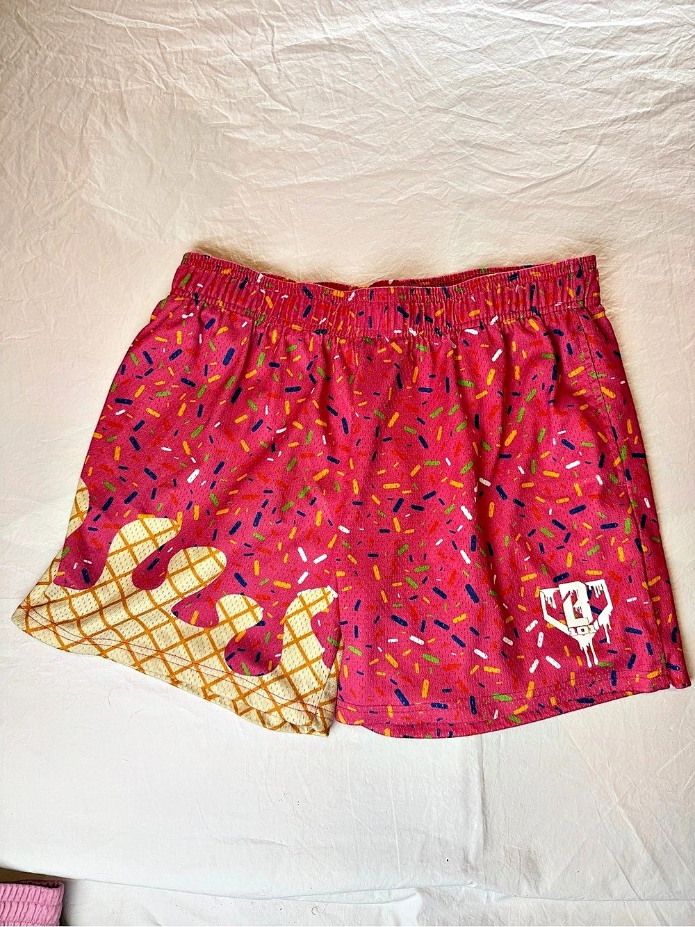 BL101 Men's Abstract Athletic Shorts Pink Large baseball Lifestyle